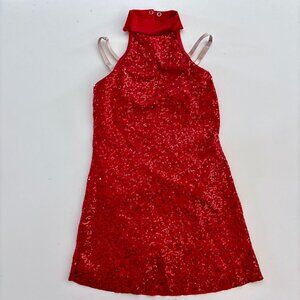 Weissman Red Sequined Dance Costume Dress Leotard Size Girls M